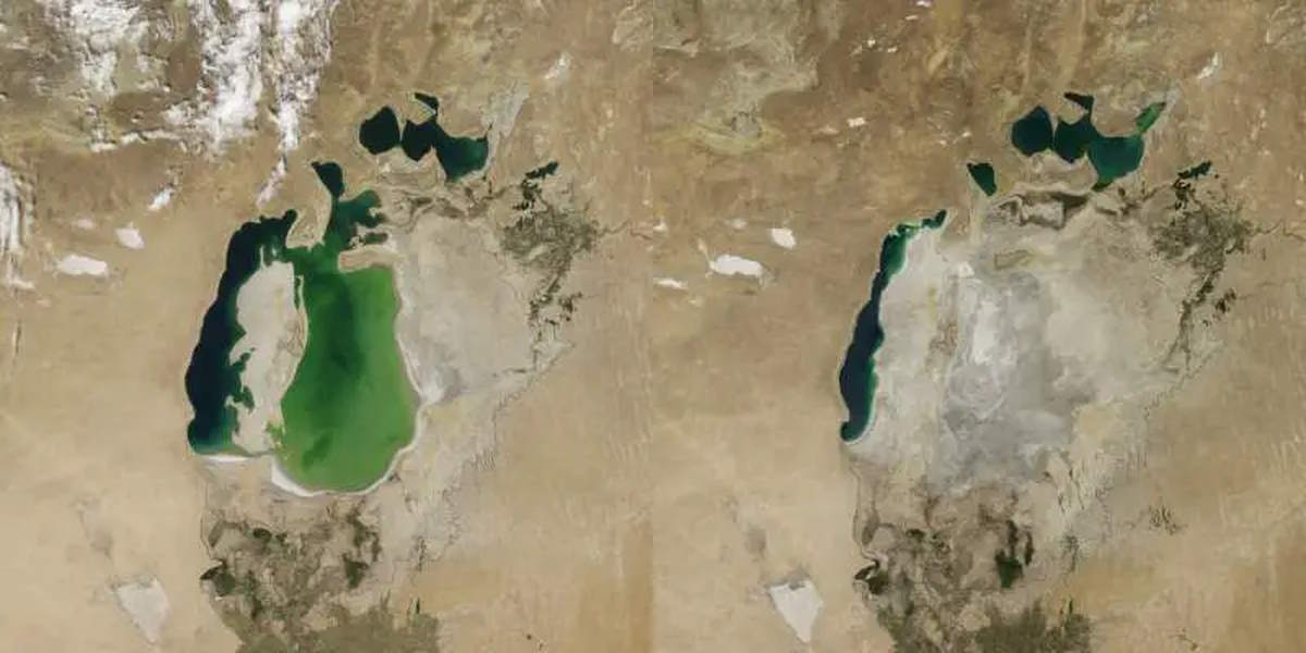 Changing Earth: The decline of Aral Sea between 2000 and 2014.