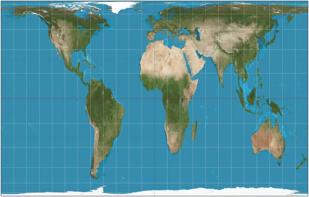 The Gall-Peters projection of the world map