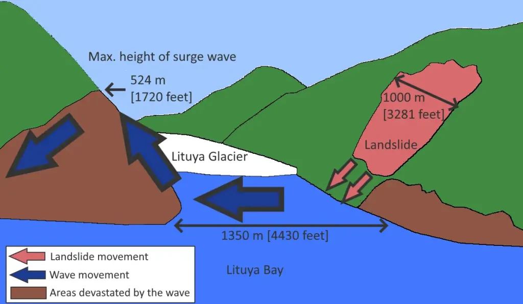 Lituya Bay megatsunami diagram