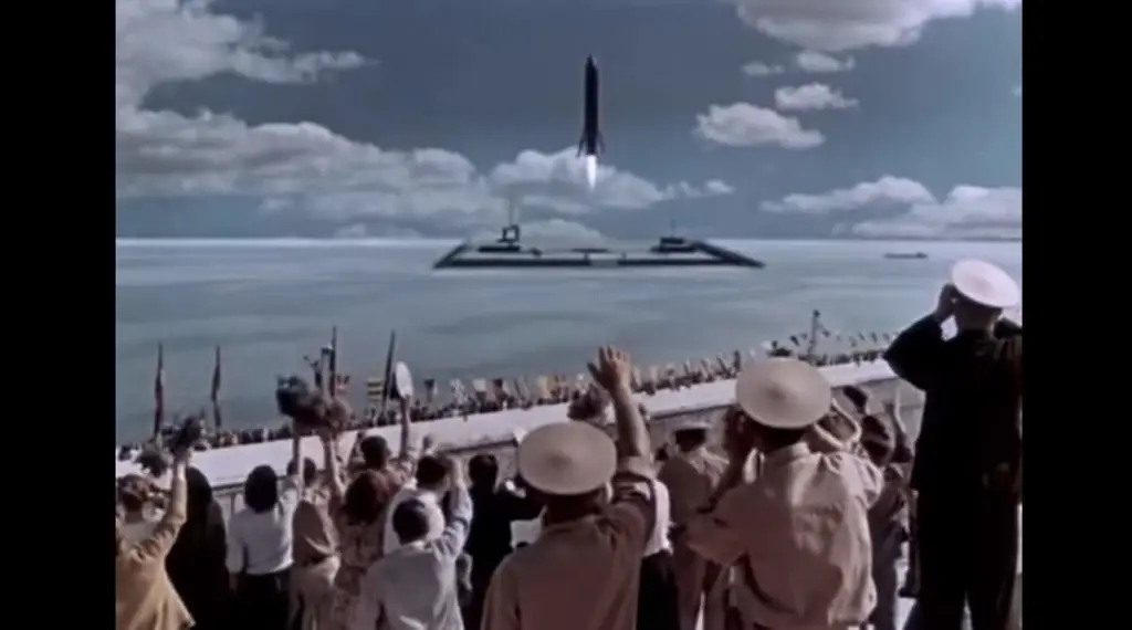 The Sky Calls (1959) Rocket Sea Landing Scene