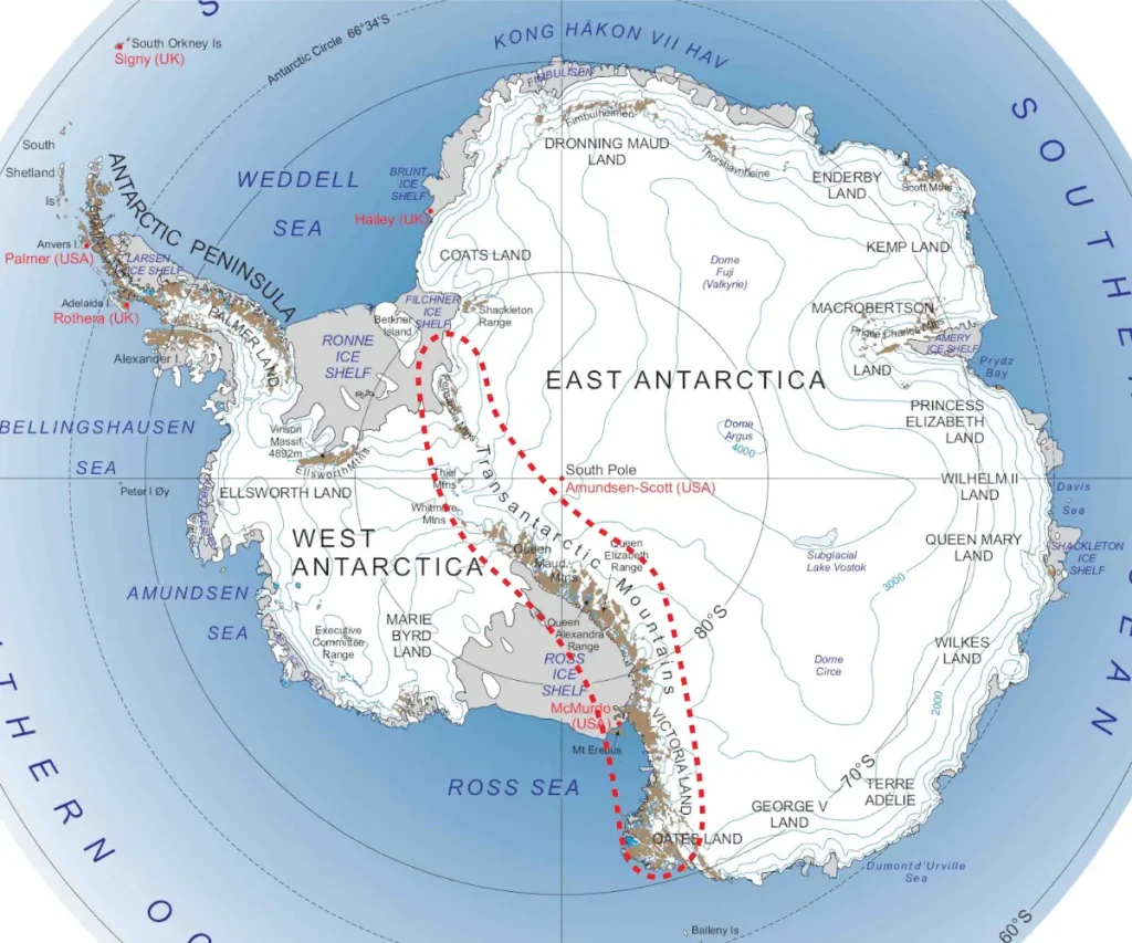 The map of the Transantarctic Mountains