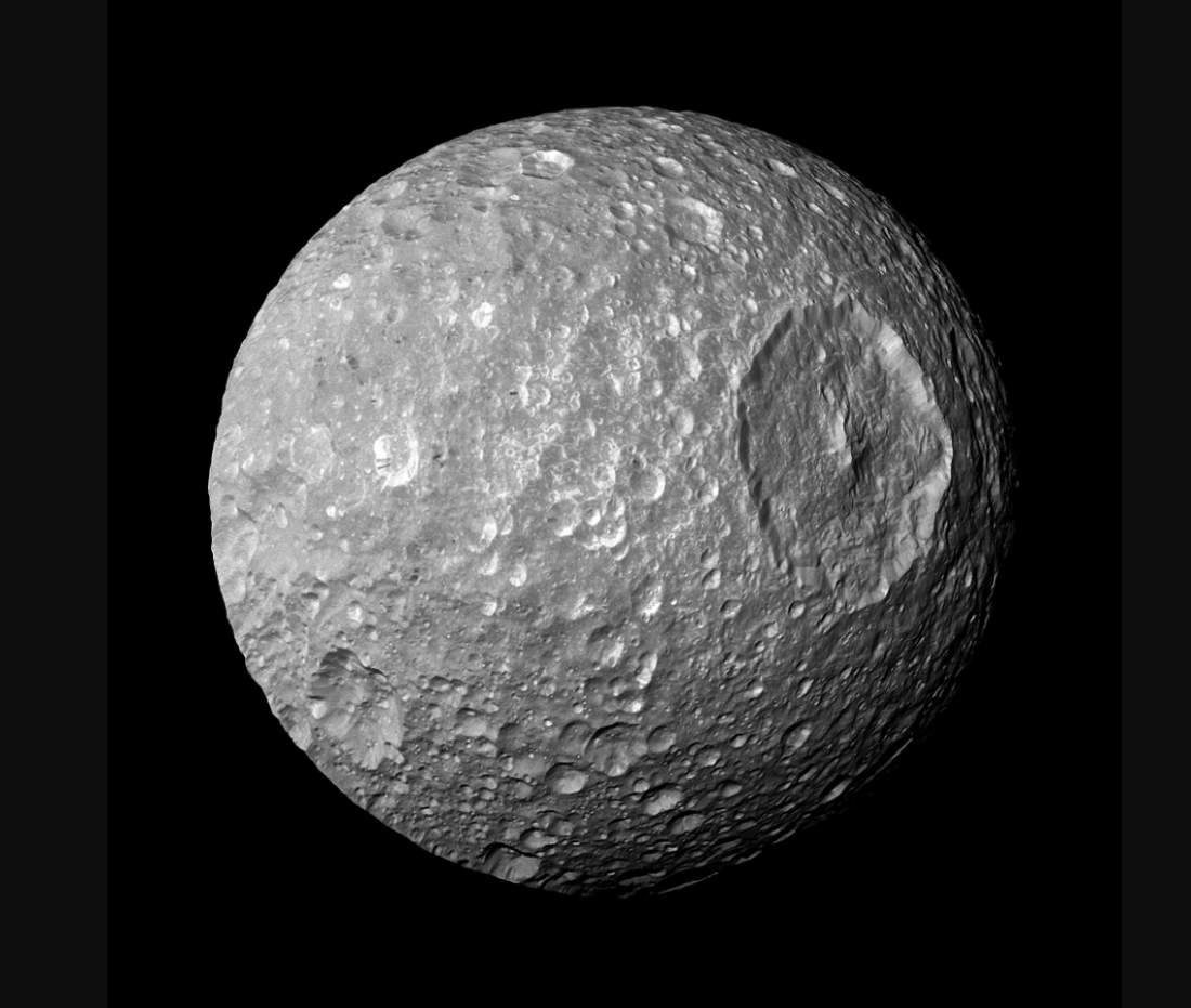 Mimas the 'Death Star Moon', Cassini (February 13, 2015)