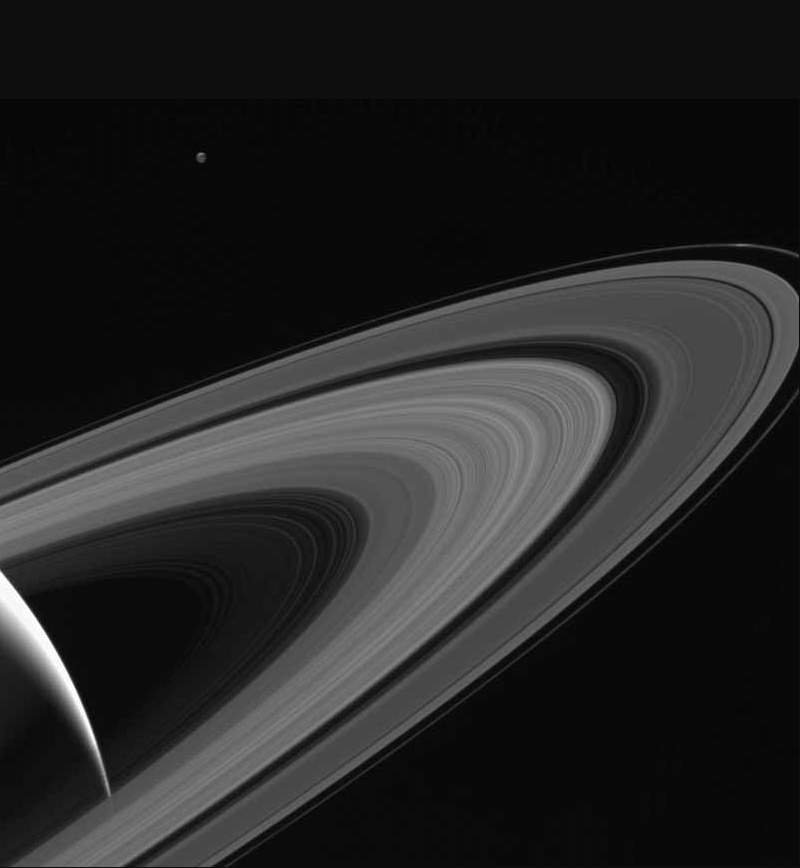 Saturn lit Tethys, Cassini view on May 13, 2015