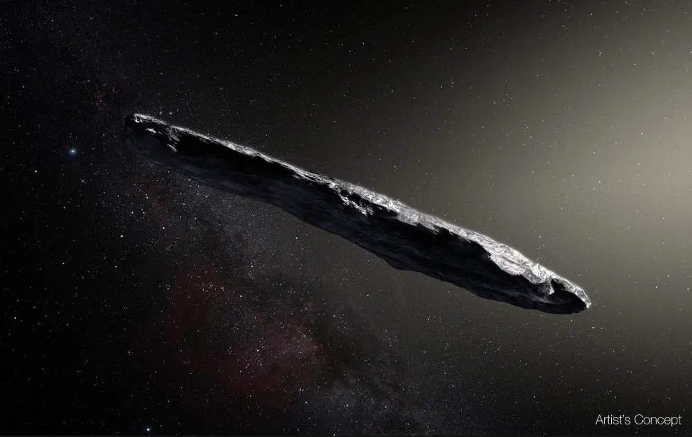 NASA's 2017 highlights: Cigar shaped interstellar asteroid (artist's concept)