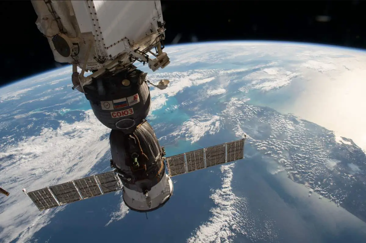 Top 10 Most Beautiful Earth Photos Taken From the International Space Station in 2017:  Docked Soyuz over Gulf of Mexico and Florida, ISS Image taken on February 3, 2017