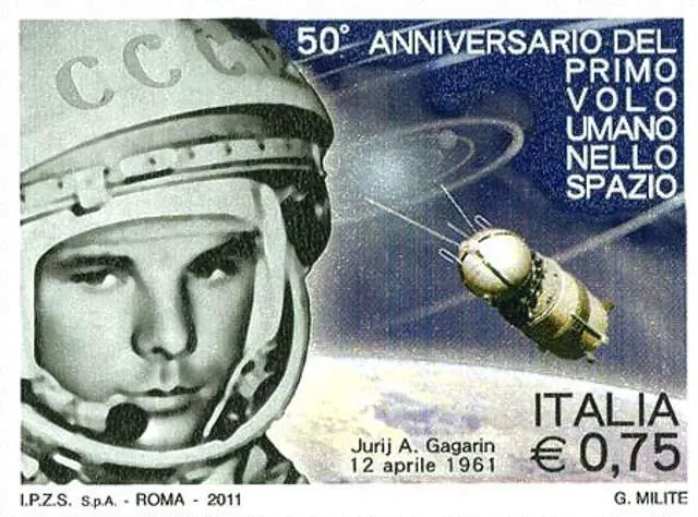 Yuri Gagarin on an Italian Stamp (2011)