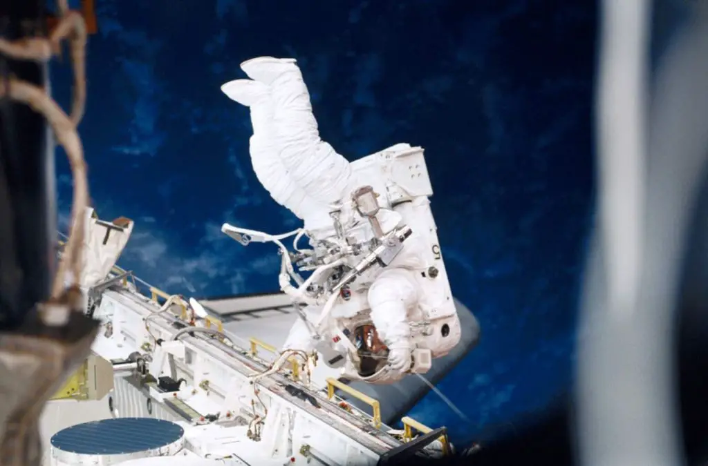 Susan Helms during STS-102 EVA 1, the longest spacewalk in history