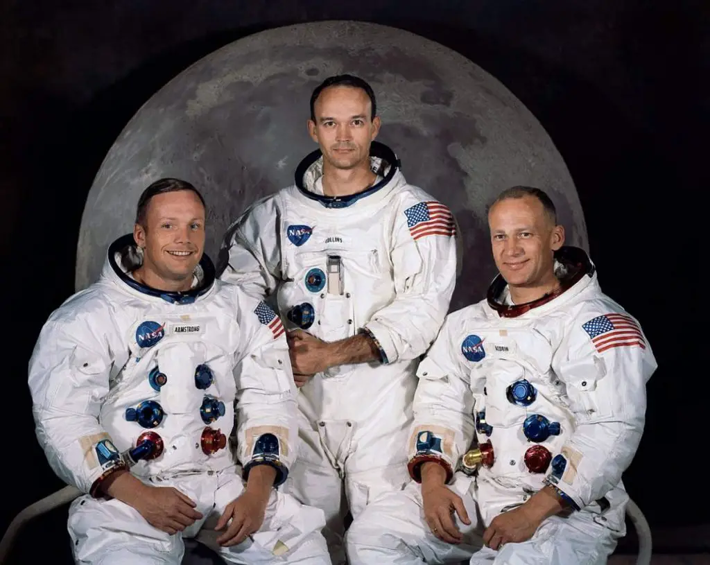 The crew of Apollo 11 Moon Landing mission: Neil Armstrong, Michael Collins, Buzz Aldrin.