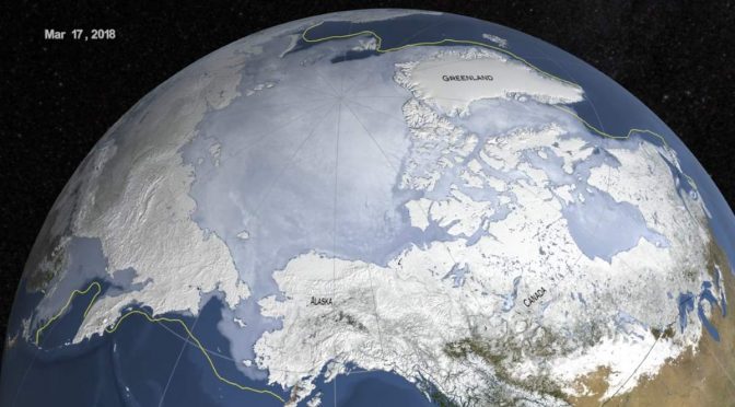 Arctic Sea Ice Maximum Extent on March 17, 2018.