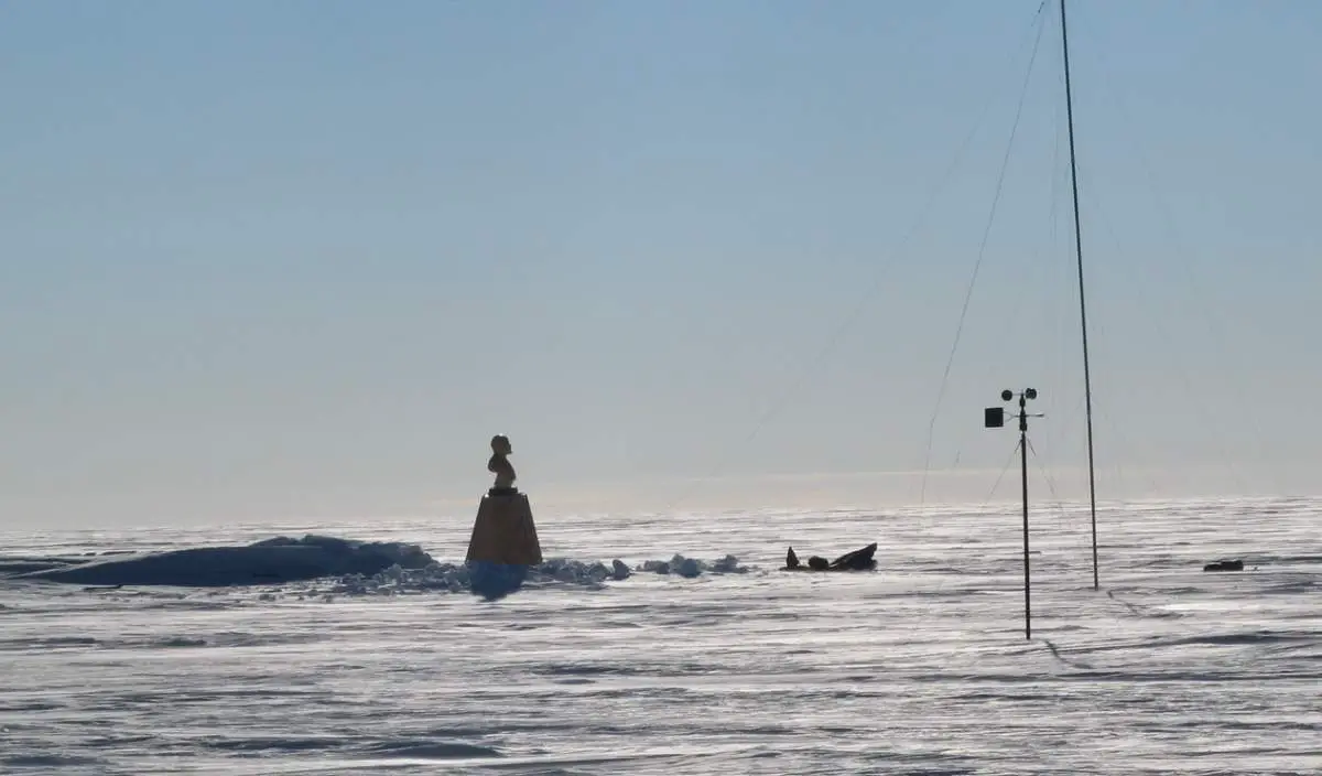Bust of Lenin at the Pole of Inaccessibility Station in Antarctica