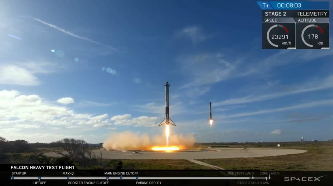 Falcon Heavy Test Flight: Side Cores landing