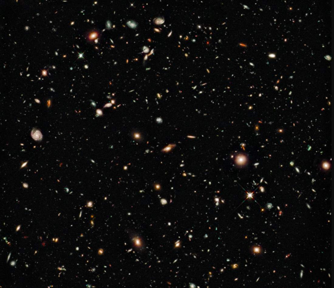 Famous Hubble image showing about 10,000 galaxies