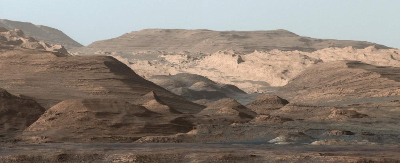 Mars is cold despite having an atmosphere of mostly carbon dioxide. Mars Curiosity Rover view of Mount Sharp
