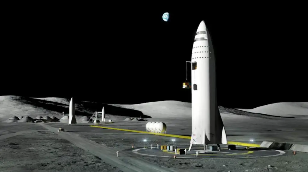 SpaceX Starship at the Lunar Base - it will be stainless steel