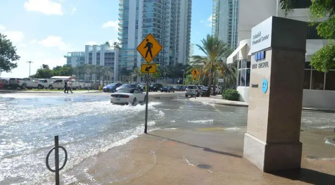 Global sea level rise: tidal Flooding in Miami. October 17, 2016