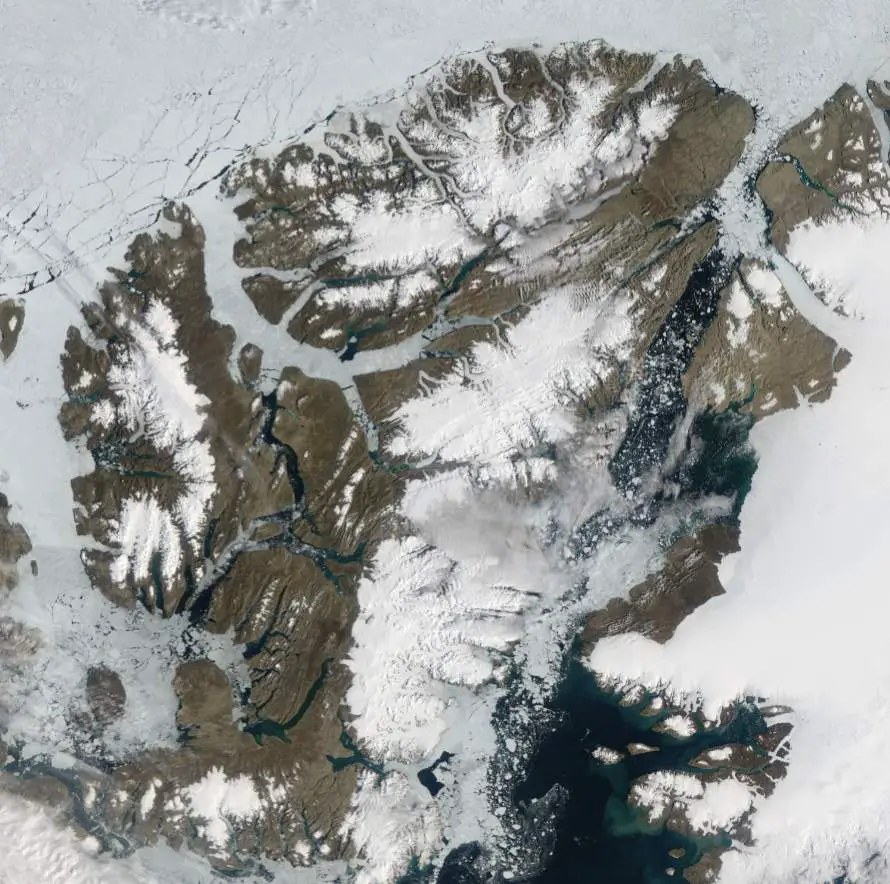 Largest Islands on Earth: Ellesmere Island from space