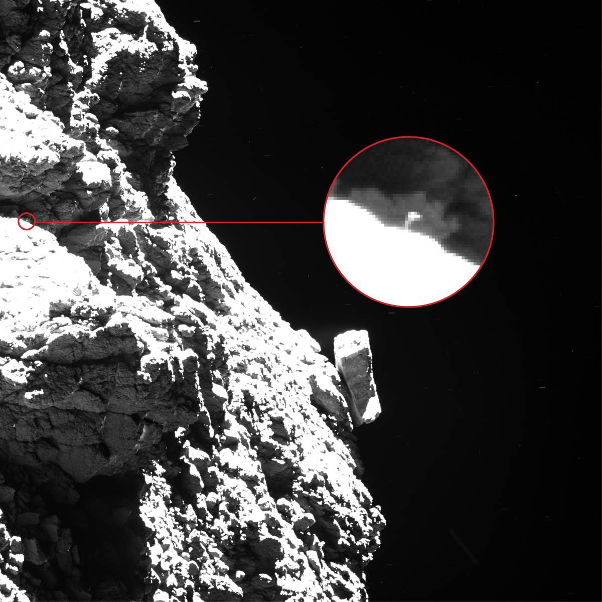 Rosetta lander Philae waving (annotated)