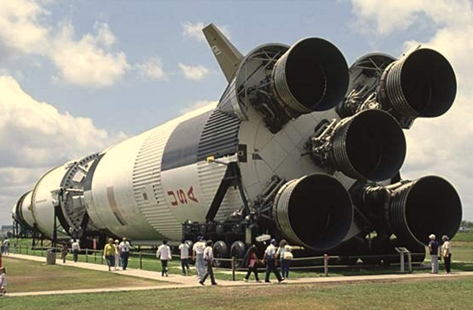 A Saturn V rocket at Johnson Space Center