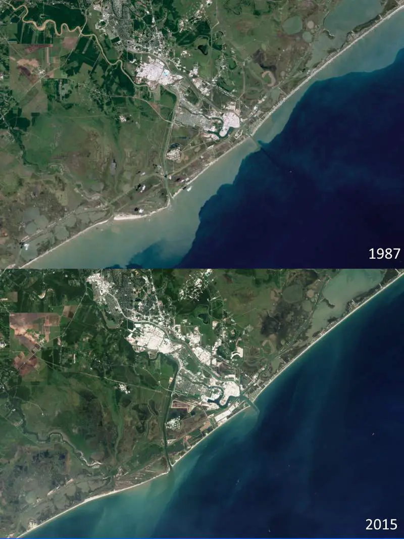 Freeport, Texas sandy beaches, 1987-2015