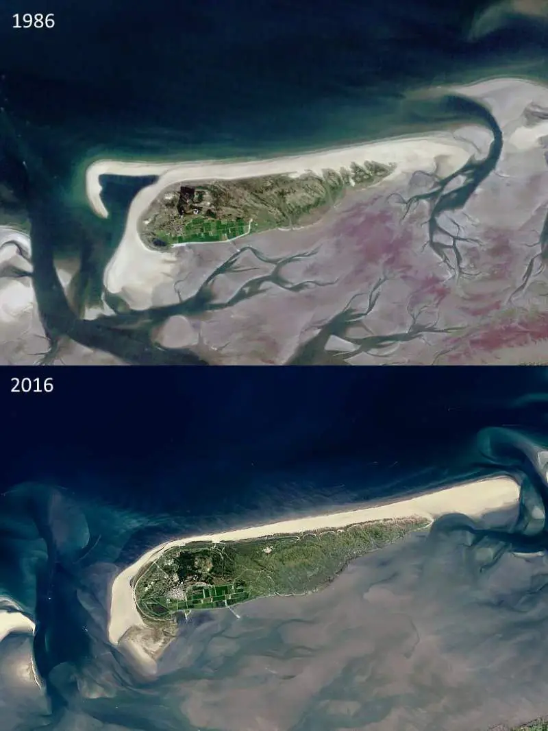 Schiermonnikoog, Netherlands sandy beaches, 1986-2016