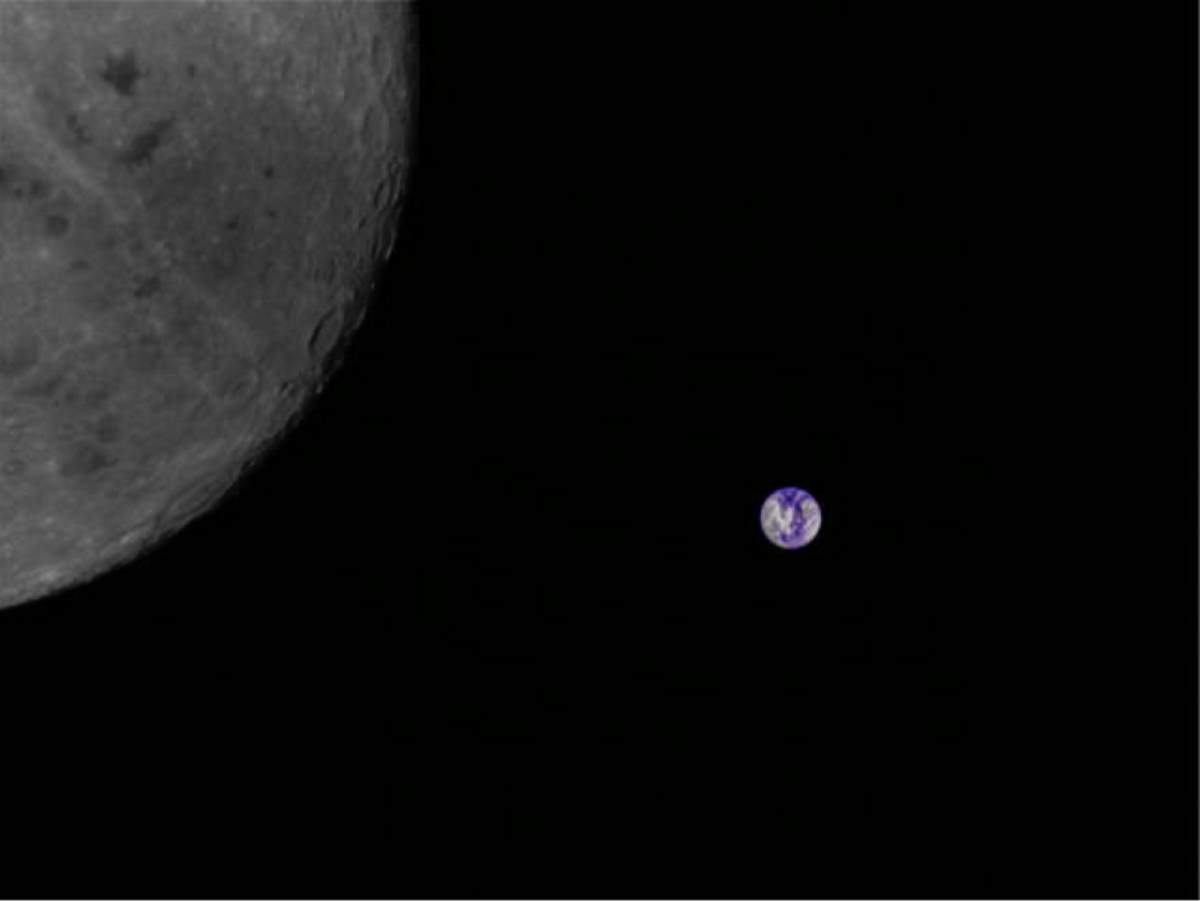 The Earth and far side of the Moon as seen by the Chinese Longjiang-2 lunar orbiting spacecraft