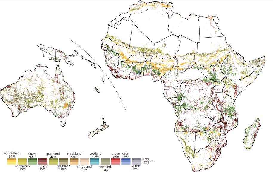 How We Changed the Earth's Surface Over the last 25 Years: Africa and Oceania