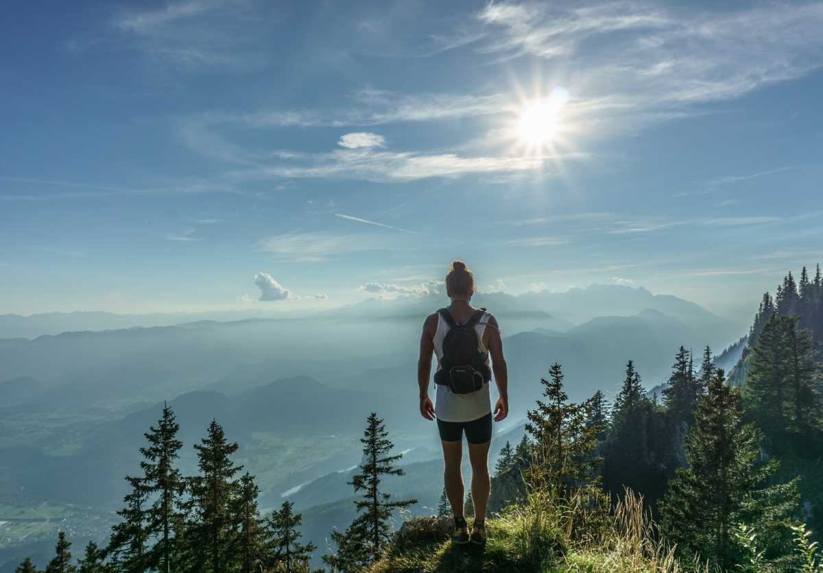 Backpacker in the wilderness