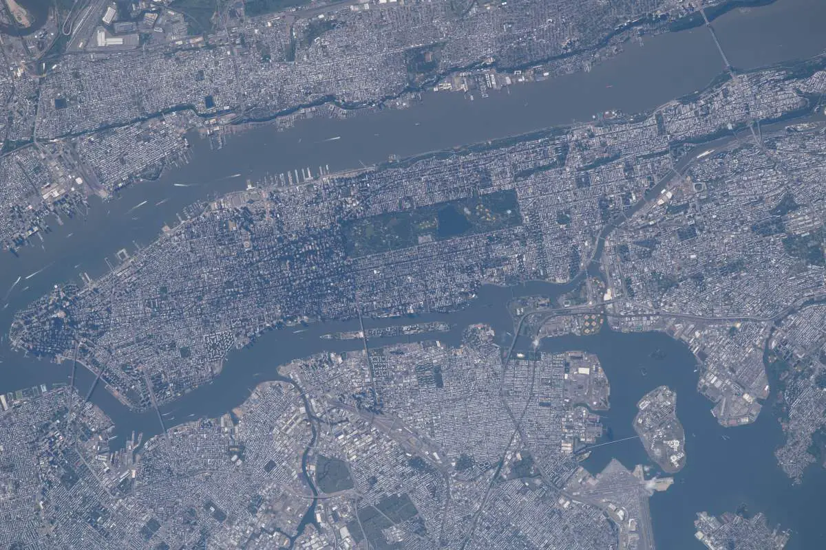 New York from space - Top 10 Most Beautiful Earth Photos Taken From the International Space Station in 2018: New Jersey and New York City. June 19, 2018.