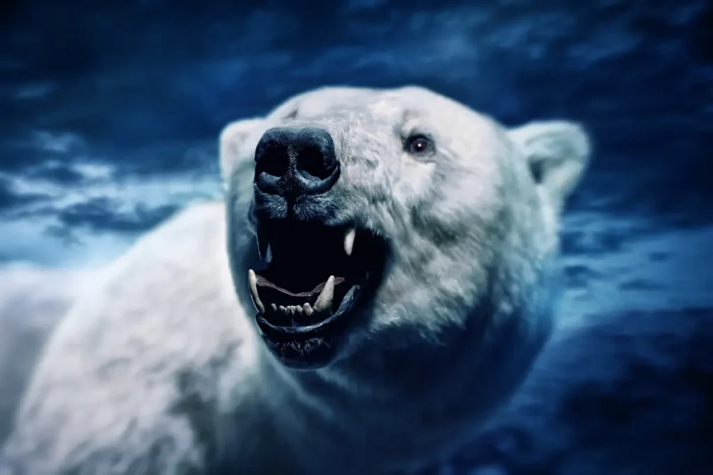 An angry polar bear