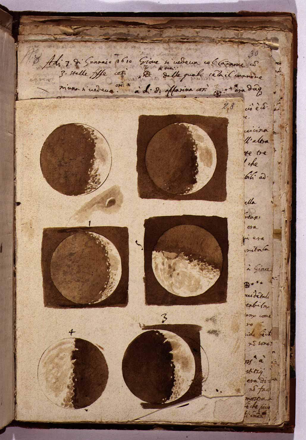 Moon drawings of Galileo Galilei