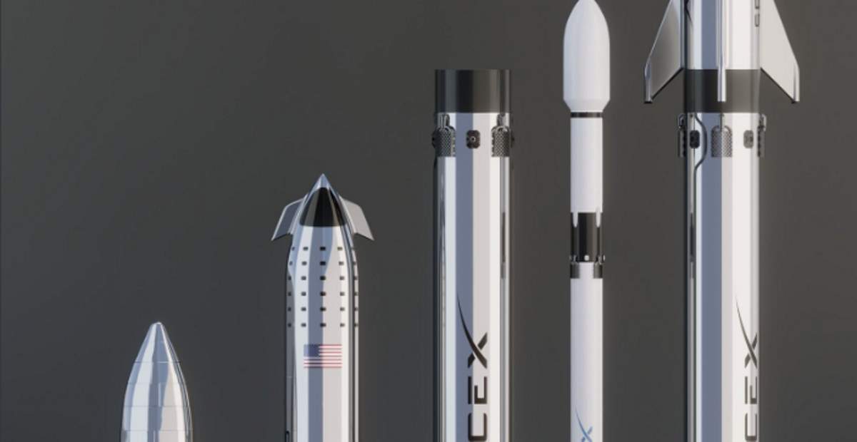 SpaceX Starhopper - Starship - Super Heavy booster - Falcon 9 3D comparison (cropped image)