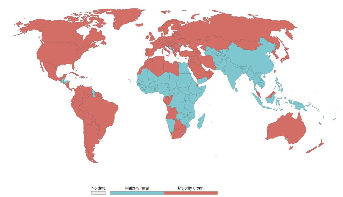 Urbanization of the world - 2000