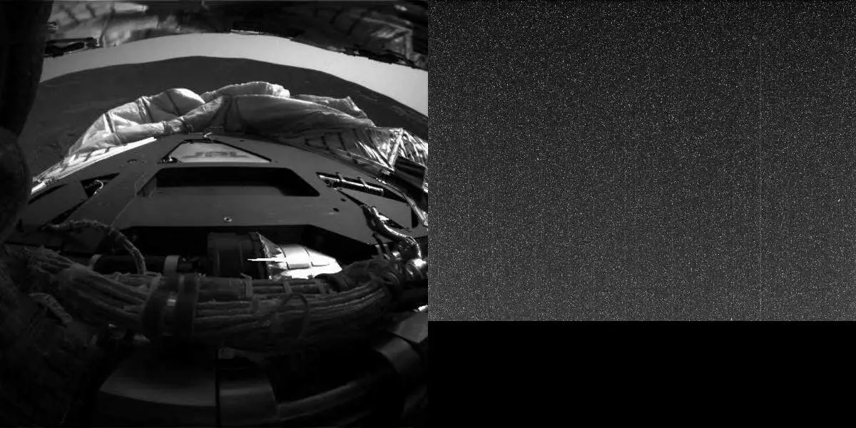 Opportunity images from Sol 1 (left) and Sol 5111 (right)