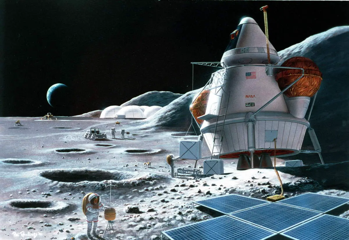 Artist’s impression of a lunar base.