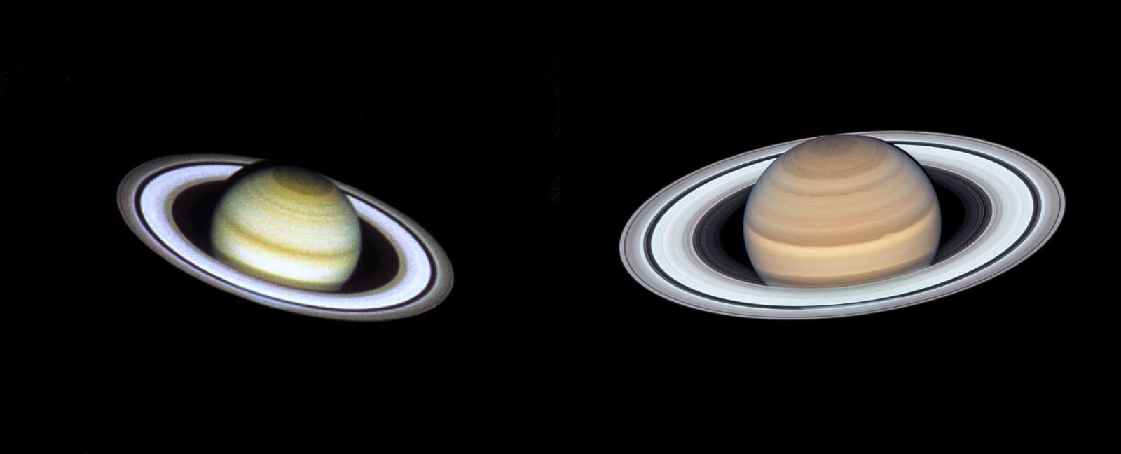 Hubble images of Saturn (1990, 2019)