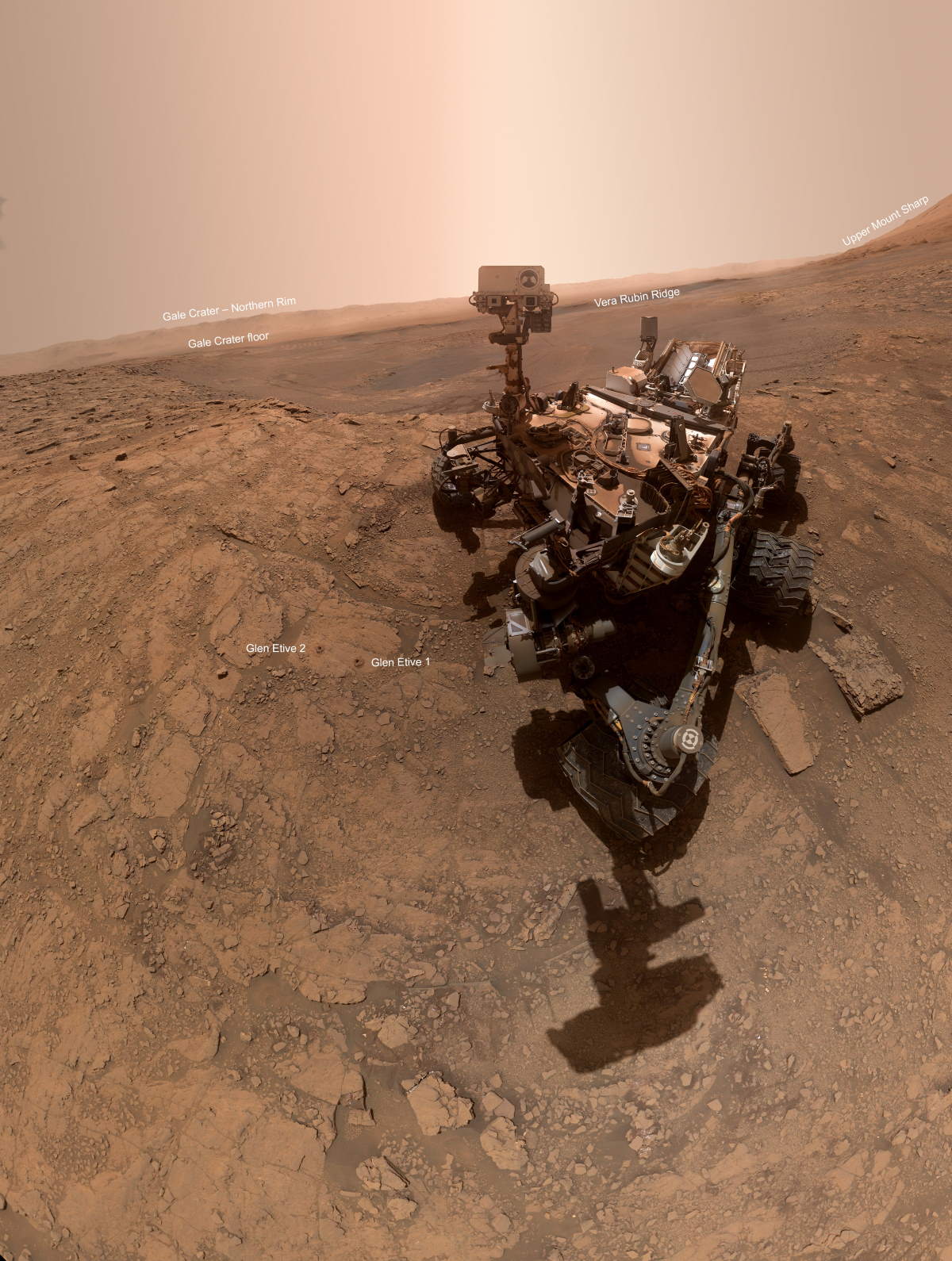 Curiosity Rover selfie (October 11, 2019) - annotated version