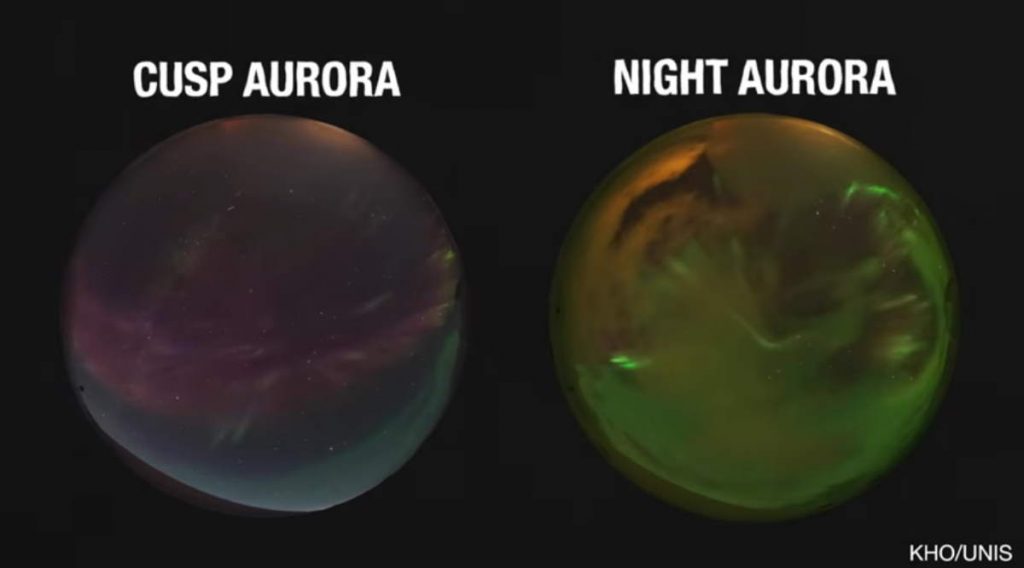 Cusp aurora (atmosphere leaking) vs night aurora