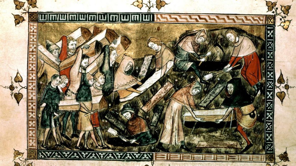 A history of pandemics: Citizens of Tournai bury the black death victims