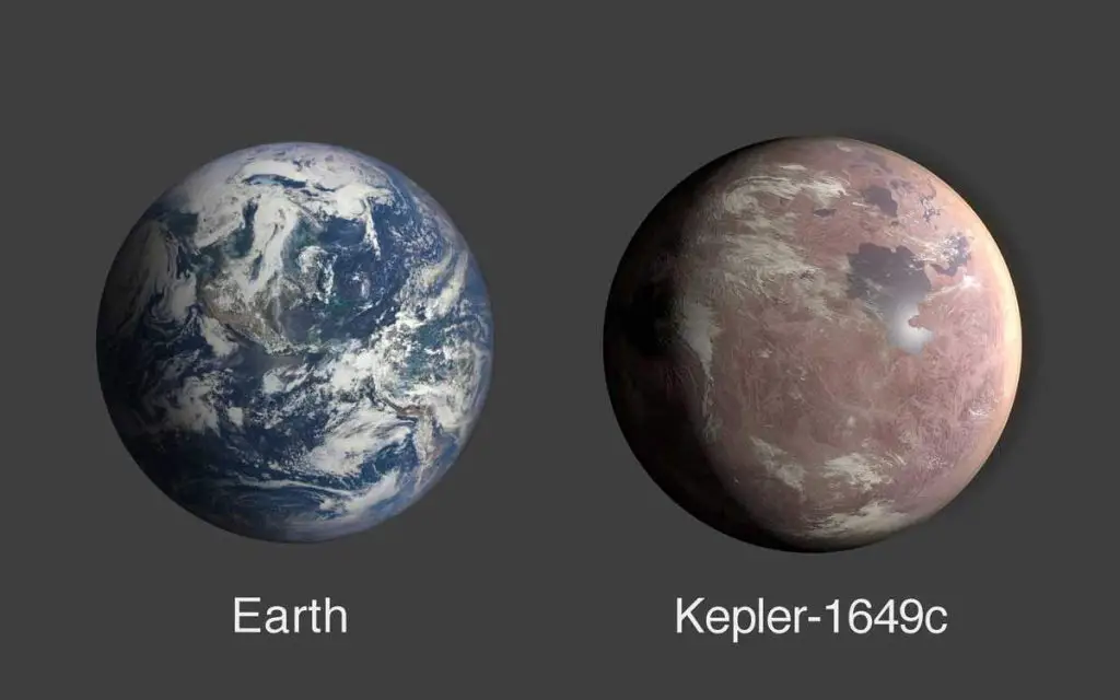 Earth vs Kepler-1649c size comparison