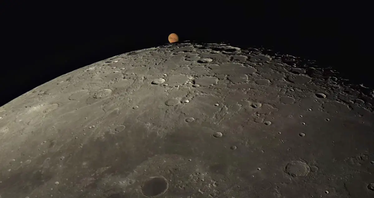 Moon passing in front of Mars