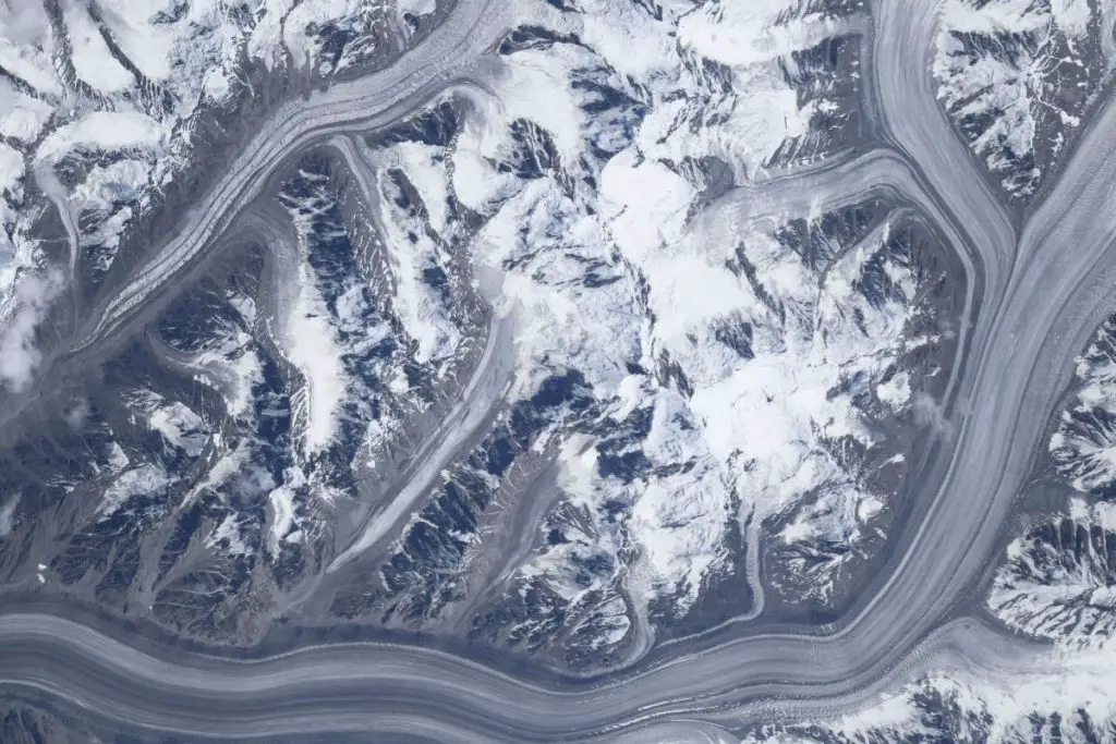 Most Beautiful Earth Photos Taken From the ISS in 2020 - Glaciers in the Pamir Mountains from the ISS. November 4, 2020.