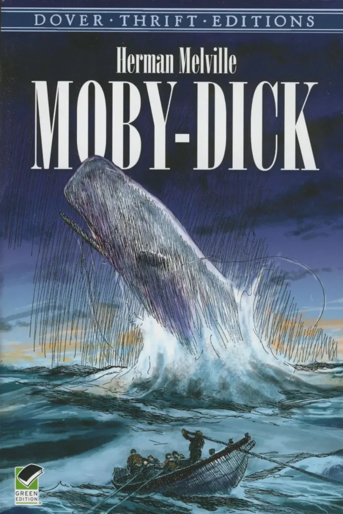 Sperm Whale facts - Cover of Herman Melville's Moby-Dick, inspired by the real-life albino sperm whale, Mocha Dick