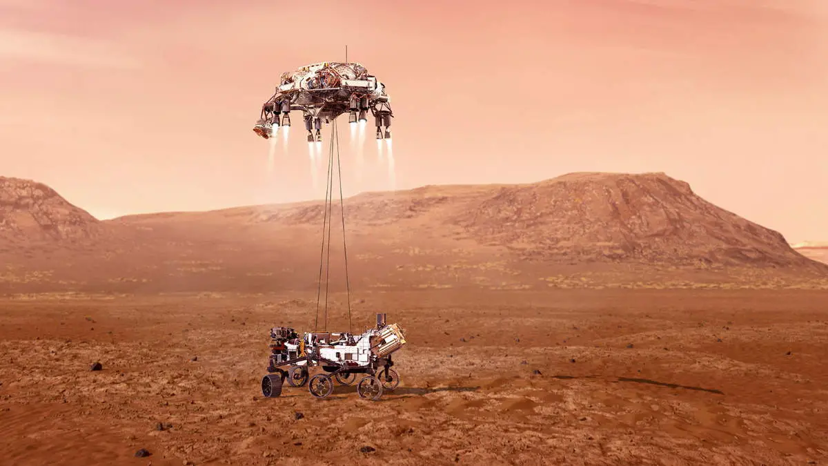 Perseverance Rover Mars Touchdown (artist conception)