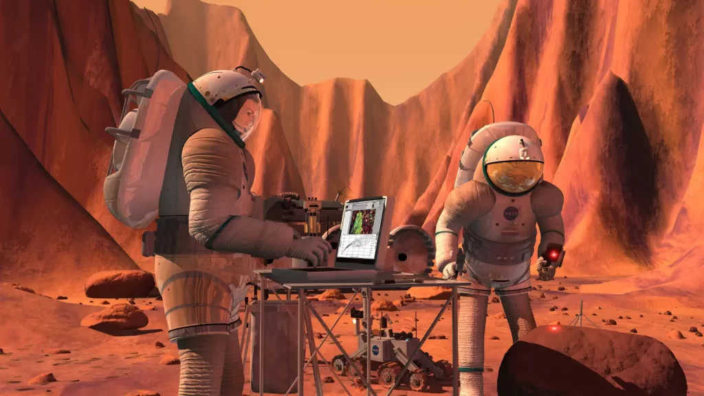 Astronauts using Internet on Mars