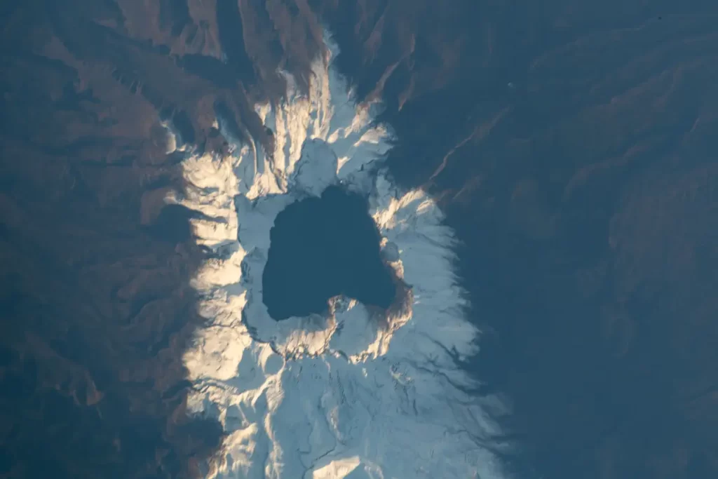 Most beautiful Earth photos taken from the International Space Station in 2021: Heaven Lake on the active volcano Paektu Mountain