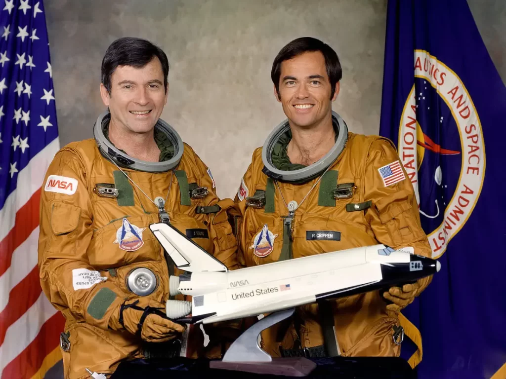 The first Space Shuttle mission (STS-1) crew