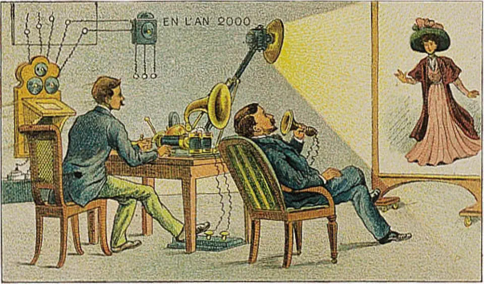 Videotelephony imagined in the early 20th century (1910)