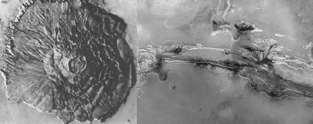 Mons Olympus and Valles Marineris (Mariner 9)