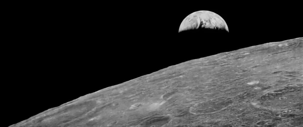 The first photograph of Earth from the Moon orbit (reprocessed)