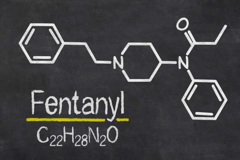 Blackboard with the chemical formula of Fentanyl